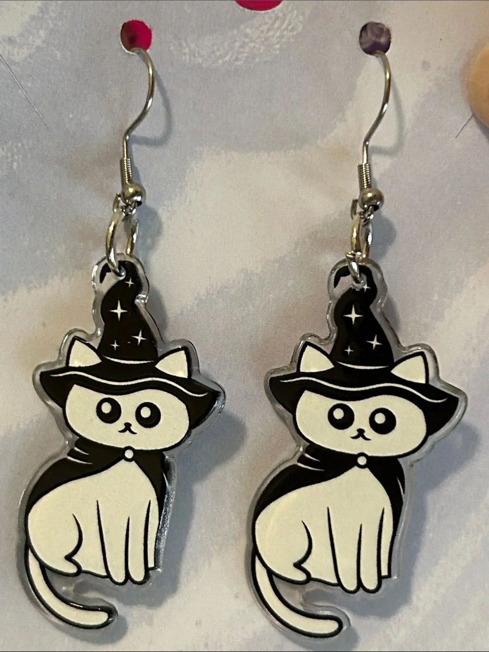 Wizard Cat Acrylic Halloween Earrings